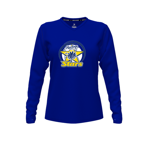 [CUS-DFW-TEES-CMF-VNK-LSL-RYL-FYXS-LOGO1] Comfort T-Shirt (Female Youth XS, Royal, V Neck, Logo 1, Long Sleeve)
