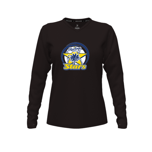 [CUS-DFW-TEES-PER-VNK-LSL-BLK-FYXS-LOGO1] Performance T-Shirt (Female Youth XS, Black, V Neck, Logo 1, Long Sleeve)