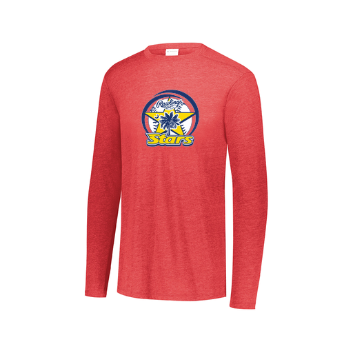 [FTLCUBRD-AXS-LOGO1] Decker Men's Tri-Blend T-Shirt - Long Sleeve (Adult XS, Red, Logo 1)
