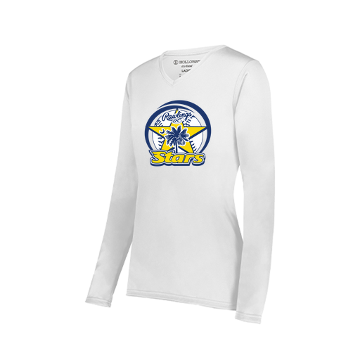 [222824.005.S-LOGO1] Ladies LS Smooth Sport Shirt (Female Adult S, White, Logo 1)