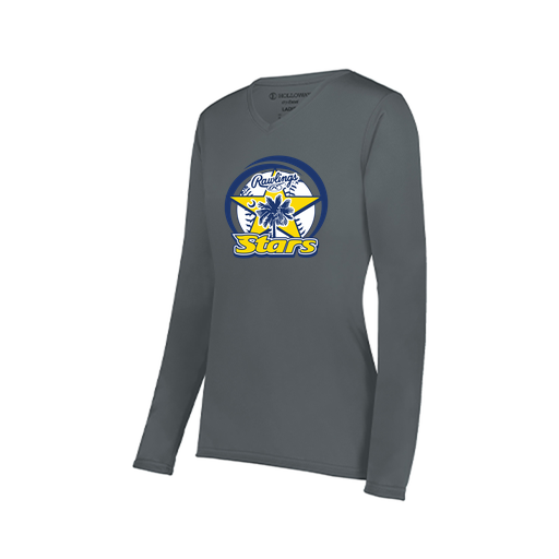 [222824.059.S-LOGO1] Ladies LS Smooth Sport Shirt (Female Adult S, Gray, Logo 1)